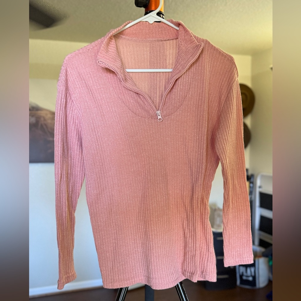 Pink Ribbed Women's Top